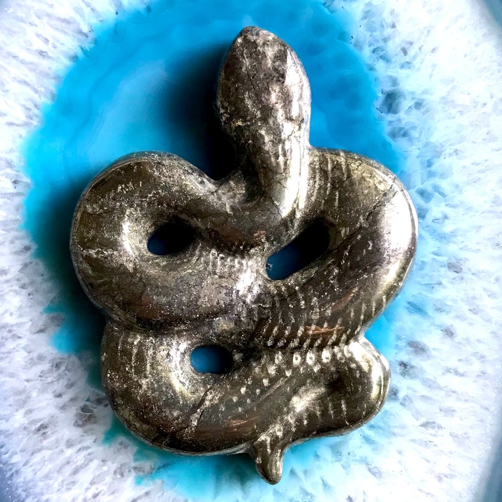 Pyrite Snake Carving